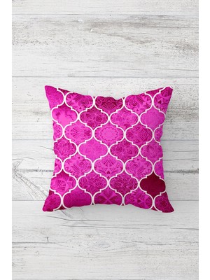 Pelangi Pembe Otantik Desen Çift Tarafı Baskılı Gizli Fermuarlı Yastık Kılıfı Kırlent Koltuk Yastık Kılıfı