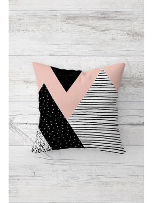 Pelangi Geometrik Desen Çift Tarafı Baskılı Gizli Fermuarlı Yastık Kılıfı Kırlent Koltuk Yastık Kılıfı