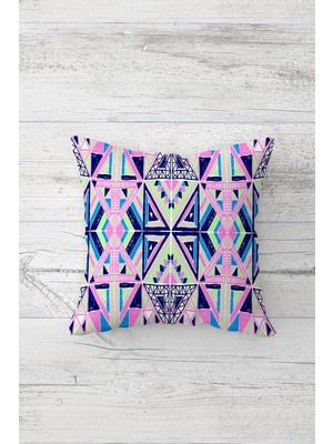 Pelangi Geometrik Desen Çift Tarafı Baskılı Gizli Fermuarlı Yastık Kılıfı Kırlent Koltuk Yastık Kılıfı