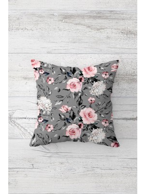 Pelangi Gül Buketi Çiçekli Çift Tarafı Baskılı Gizli Fermuarlı Yastık Kılıfı Kırlent Koltuk Yastık Kılıfı