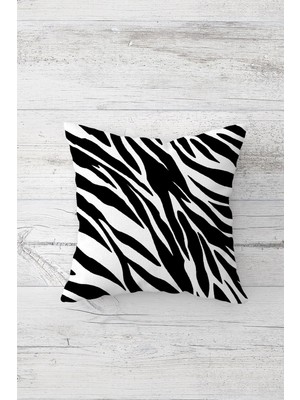 Pelangi Zebra Desenli Çift Tarafı Baskılı Gizli Fermuarlı Yastık Kılıfı Kırlent Koltuk Yastık Kılıfı