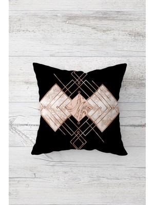 Pelangi Siyah Geometrik Desenli Çift Tarafı Baskı Gizli Fermuarlı Yastık Kılıfı Kırlent Koltuk Yastık Kılıfı