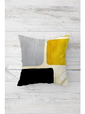 Pelangi Renk Bloklu Geometrik Çift Tarafı Baskılı Gizli Fermuarlı Yastık Kılıfı Kırlent Koltuk Yastık Kılıfı