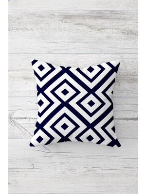 Pelangi Geometrik Karo Desen Çift Tarafı Baskılı Gizli Fermuarlı Yastık Kılıfı Kırlent Koltuk Yastık Kılıfı