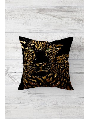 Pelangi Leopar Çizim Desen Çift Tarafı Baskılı Gizli Fermuarlı Yastık Kılıfı Kırlent Koltuk Yastık Kılıfı