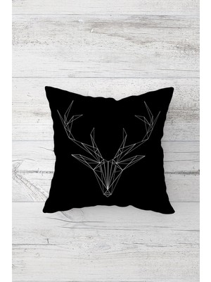 Pelangi Geyik Temalı Çift Tarafı Baskılı Gizli Fermuarlı Yastık Kılıfı Kırlent Koltuk Yastık Kılıfı