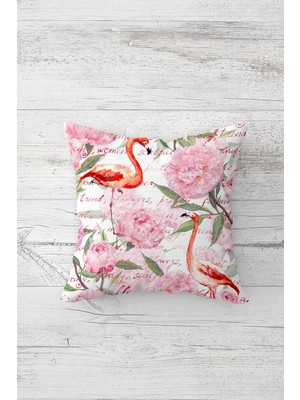 Pelangi Vintage Karanfil Filamingo Çift Taraflı Gizli Fermuarlı Yastık Kılıfı Kırlent Koltuk Yastık Kılıfı