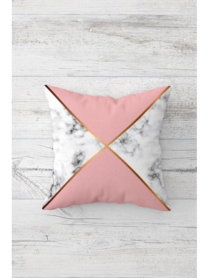 Pelangi Mermer Üçgenli Çift Tarafı Baskılı Gizli Fermuarlı Yastık Kılıfı Kırlent Kılıfı Koltuk Yastık Kılıfı