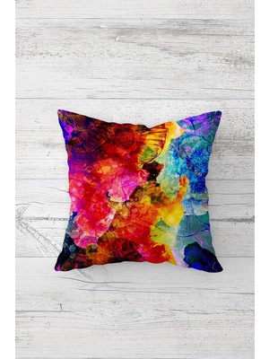 Pelangi Rengarenk Çift Tarafı Baskılı Gizli Fermuarlı Yastık Kılıfı Kırlent Koltuk Yastık Kılıfı