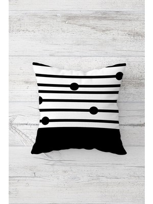 Pelangi Çizgi Yuvarlak Desen Çift Tarafı Baskılı Gizli Fermuarlı Yastık Kılıfı Kırlent Koltuk Yastık Kılıfı