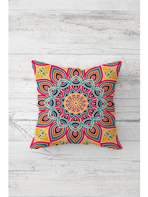 Pelangi Etnik Geometrik Motifler Çift Tarafı Baskılı Gizli Fermuarlı Yastık Kırlent Koltuk Yastık Kılıfı