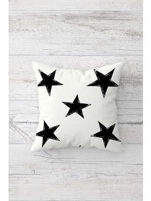 Pelangi Siyah Beyaz Yıldız Desen Çift Tarafı Baskı Gizli Fermuar Yastık Kılıfı Kırlent Koltuk Yastık Kılıfı