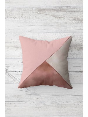 Pelangi Üçgen Renk Bloklu Çift Tarafı Baskılı Gizli Fermuarlı Yastık Kılıfı Kırlent Koltuk Yastık Kılıfı