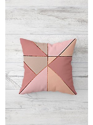 Pelangi Geometrik Desenli Çift Tarafı Baskılı Gizli Fermuarlı Yastık Kılıfı Kırlent Koltuk Yastık Kılıfı