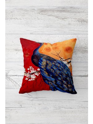 Pelangi Tavus Kuşu Çift Tarafı Baskılı Gizli Fermuarlı Yastık Kılıfı Kırlent Koltuk Yastık Kılıfı