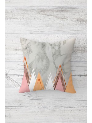 Pelangi Geomerik Üçgenli Çift Tarafı Baskılı Gizli Fermuarlı Yastık Kılıfı Kırlent Koltuk Yastık Kılıfı