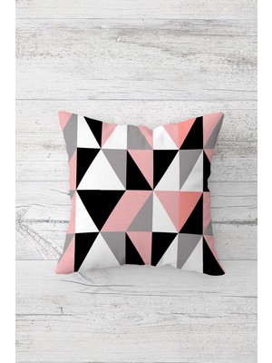 Pelangi Renk Bloklu Üçgen Desen Çift Tarafı Baskılı Gizli Fermuar Yastık Kılıfı Kırlent Koltuk Yastık Kılıfı