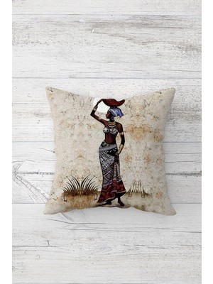 Pelangi Etnik Afrikalı Kadın Çift Tarafı Baskılı Gizli Fermuarlı Yastık Kılıfı Kırlent Koltuk Yastık Kılıfı