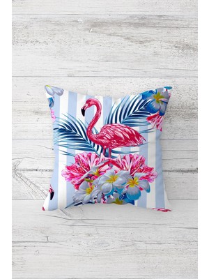 Pelangi Filamingolu Tropikal Çift Tarafı Baskılı Gizli Fermuarlı Yastık Kılıfı Kırlent Koltuk Yastık Kılıfı