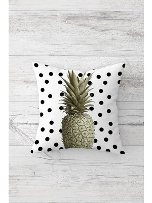 Pelangi Puantiye ve Ananas Desen Çift Tarafı Baskı Gizli Fermuar Yastık Kılıfı Kırlent Koltuk Yastık Kılıfı