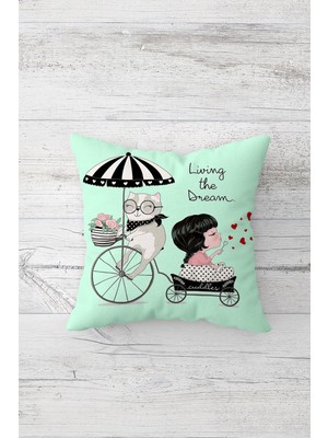 Pelangi Living The Dream Çift Tarafı Baskılı Gizli Fermuarlı Yastık Kılıfı Kırlent Koltuk Yastık Kılıfı