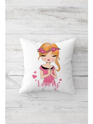 Pelangi Lovely Fashion Girl Çift Tarafı Baskılı Gizli Fermuarlı Yastık Kılıfı Kırlent Koltuk Yastık Kılıfı