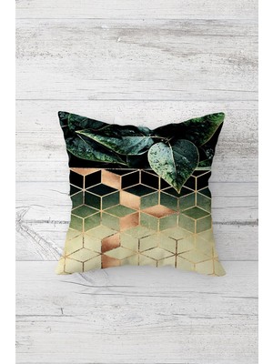 Pelangi Yaprak Desenli Çift Tarafı Baskılı Gizli Fermuarlı Yastık Kılıfı Kırlent Koltuk Yastık Kılıfı