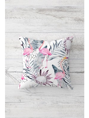 Pelangi Tropikal Flamingo Çift Tarafı Baskılı Gizli Fermuarlı Yastık Kılıfı Kırlent Koltuk Yastık Kılıfı
