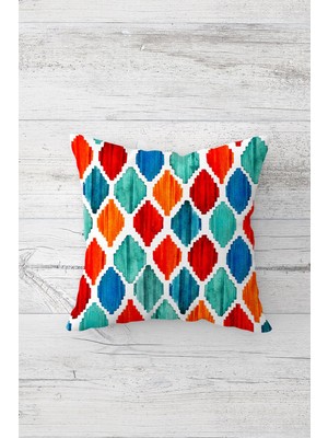 Pelangi Renkli Geometrik Karolar Çift Taraflı Gizli Fermuarlı Yastık Kılıfı Kırlent Koltuk Yastık Kılıfı