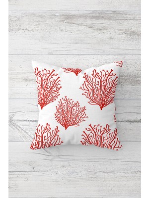 Pelangi Deniz Bitkisi Desenli Çift Tarafı Baskılı Gizli Fermuarlı Yastık Kılıfı Kırlent Koltuk Yastık Kılıfı