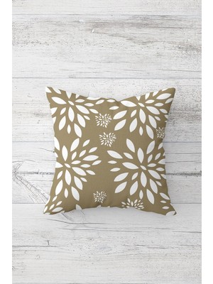 Pelangi Taş Rengi Çiçekli Çift Tarafı Baskılı Gizli Fermuarlı Yastık Kılıfı Kırlent Koltuk Yastık Kılıfı