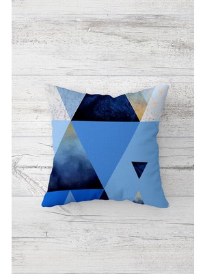 Pelangi Üçgen Bloklu Çift Tarafı Baskılı Gizli Fermuarlı Yastık Kılıfı Kırlent Koltuk Yastık Kılıfı