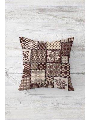 Pelangi Etnik Patchwork Desen Çift Tarafı Baskılı Gizli Fermuarlı Yastık Kılıfı Kırlent Koltuk Yastık Kılıfı