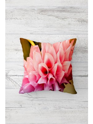 Pelangi Pembe Karanfil Çiçekli Çift Tarafı Baskılı Gizli Fermuarlı Yastık Kılıfı Kırlent Koltuk Yastık Kılıf