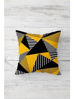 Pelangi Üçgen Bloklu Çift Tarafı Baskılı Gizli Fermuarlı Yastık Kılıfı Kırlent Koltuk Yastık Kılıfı