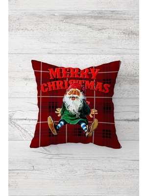Pelangi Merry Christmas Çift Tarafı Baskılı Gizli Fermuarlı Yastık Kılıfı Kırlent Koltuk Yastık Kılıfı