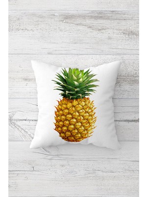 Pelangi Ananas Desenli Çift Tarafı Baskılı Gizli Fermuarlı Yastık Kılıfı Kırlent Koltuk Yastık Kılıfı
