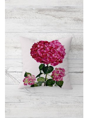 Pelangi Pembe Zambak Desenli Çift Tarafı Baskılı Gizli Fermuarlı Yastık Kılıfı Kırlent Koltuk Yastık Kılıfı