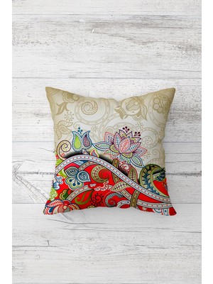 Pelangi Renkli Mandala Desen Çift Tarafı Baskılı Gizli Fermuarlı Yastık Kılıfı Kırlent Koltuk Yastık Kılıfı