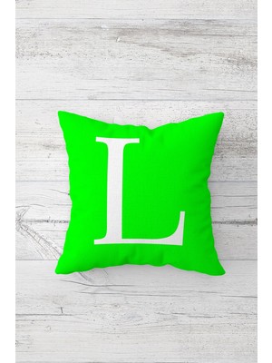 Pelangi Fosforlu Zemin L Harfli Çift Tarafı Baskılı Gizli Fermuarlı Yastık Kılıfı Kırlent Yastık Kılıfı