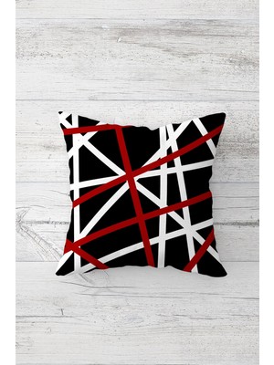 Pelangi Renkli Kalın Şertili Çift Tarafı Baskılı Gizli Fermuarlı Yastık Kılıfı Kırlent Koltuk Yastık Kılıfı