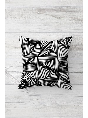 Pelangi Geometrik Çizgili Çift Tarafı Baskılı Gizli Fermuarlı Yastık Kılıfı Kırlent Koltuk Yastık Kılıfı