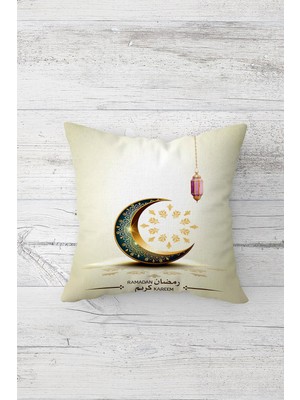 Pelangi Ramazan Hilal Fener Çift Tarafı Baskılı Gizli Fermuarlı Yastık Kılıfı Kırlent Koltuk Yastık Kılıfı