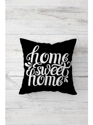 Pelangi Home Sweet Home Yazılı Çift Tarafı Baskı Gizli Fermuarlı Yastık Kılıfı Kırlent Koltuk Yastık Kılıfı