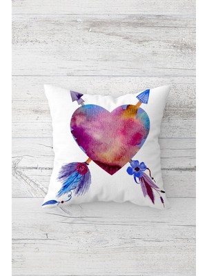 Pelangi Mavi Pembe Kalpli Çift Tarafı Baskılı Gizli Fermuarlı Yastık Kılıfı Kırlent Koltuk Yastık Kılıfı