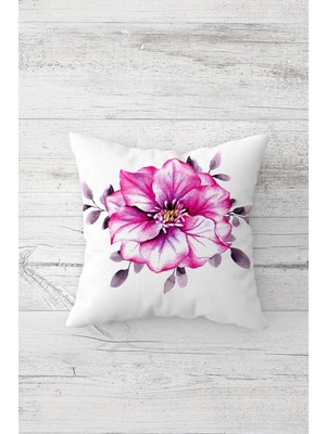 Pelangi Pembe Çiçek Modern Çift Tarafı Baskılı Gizli Fermuarlı Yastık Kılıfı Kırlent Koltuk Yastık Kılıfı