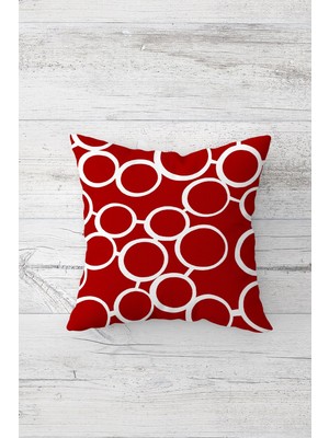 Pelangi Bordo Halka Desenli Çift Tarafı Baskılı Gizli Fermuarlı Yastık Kılıfı Kırlent Koltuk Yastık Kılıfı