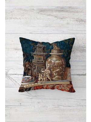 Pelangi Etnik Desenli Çift Tarafı Baskılı Gizli Fermuarlı Yastık Kılıfı Kırlent Koltuk Yastık Kılıfı