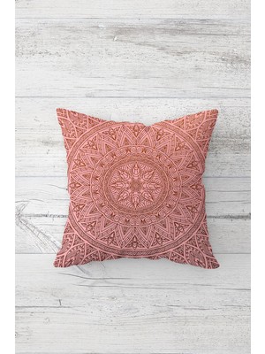 Pelangi Pembe Etnik Mandala Çift Tarafı Baskılı Gizli Fermuarlı Yastık Kılıfı Kırlent Koltuk Yastık Kılıfı