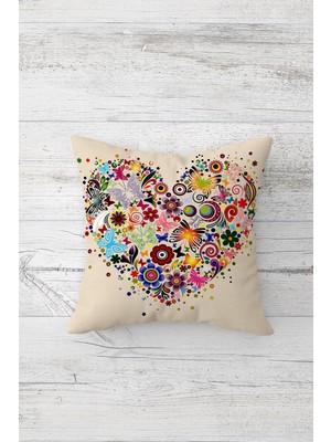 Pelangi Çift Tarafı Baskılı Gizli Fermuarlı Dekoratif Yastık Kılıfı Kırlent Kılıfı Koltuk Yastık Kılıfı